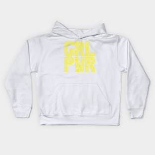 Floral girlpower text in yellow Kids Hoodie